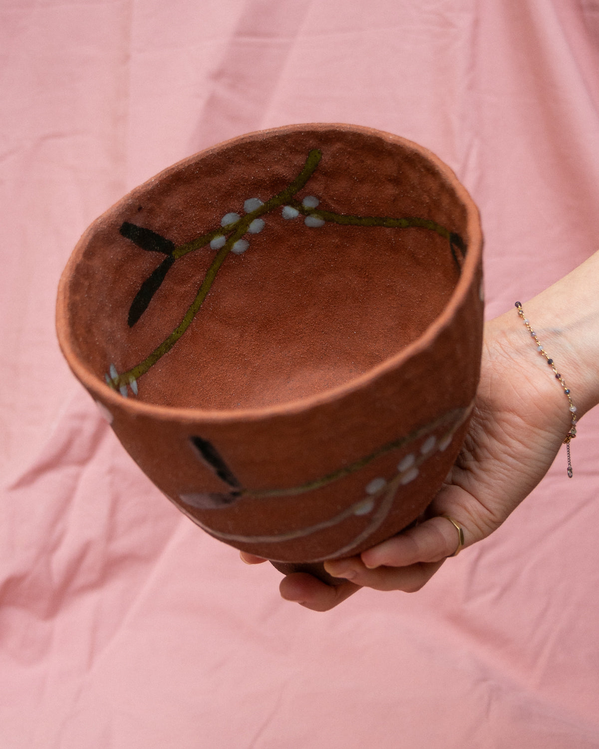 Footed Terracotta Mistletoe Bowl