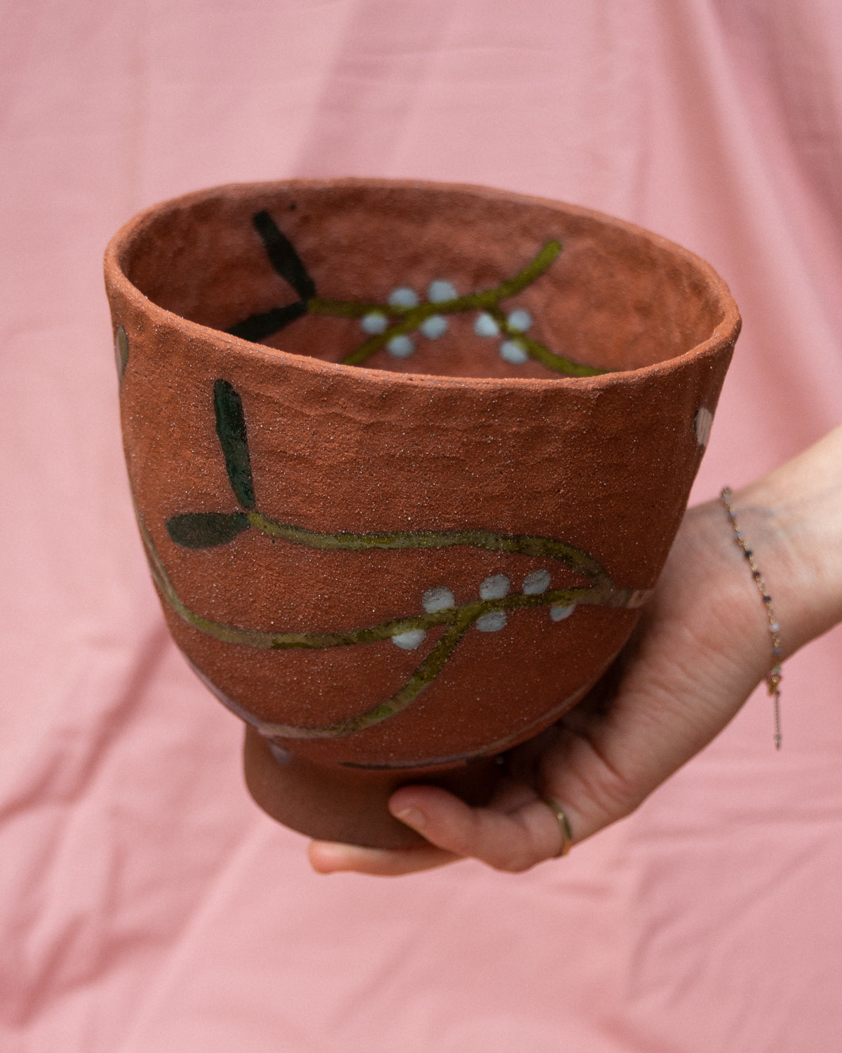 Footed Terracotta Mistletoe Bowl