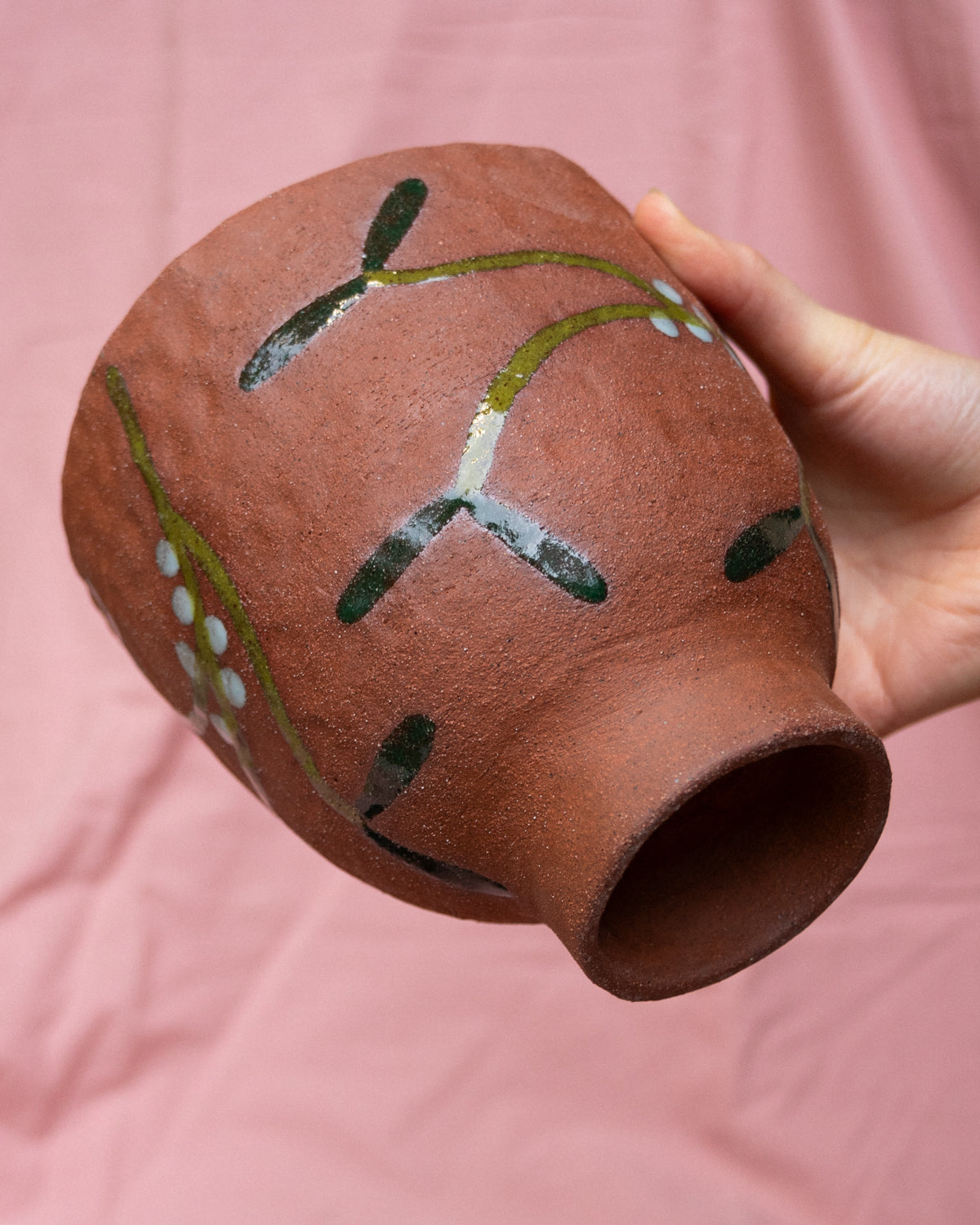 Footed Terracotta Mistletoe Bowl