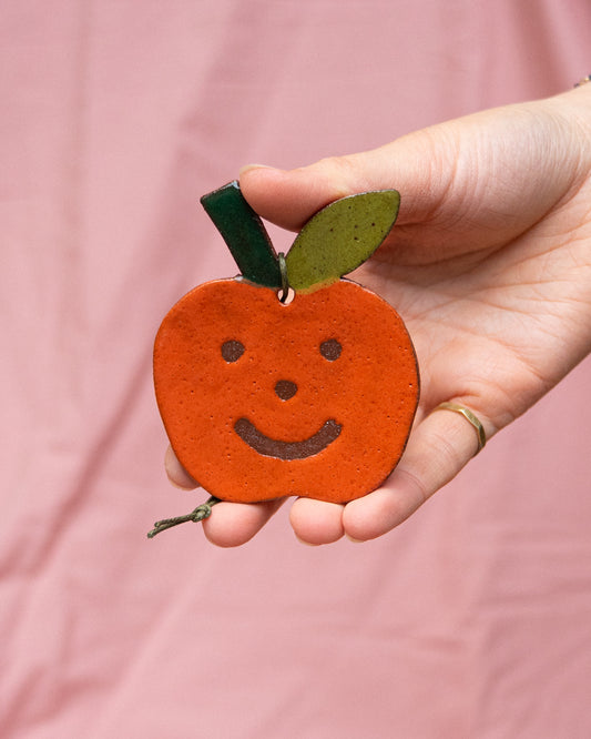 Orange Smiley Apple Hanging Ornament
