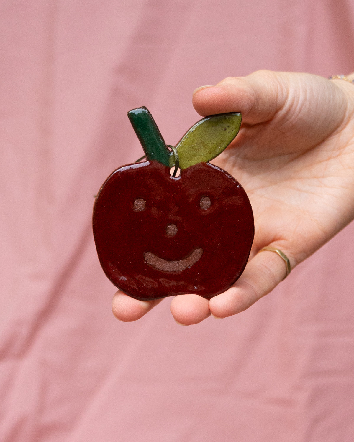 Red Smiley Apple Hanging Ornament