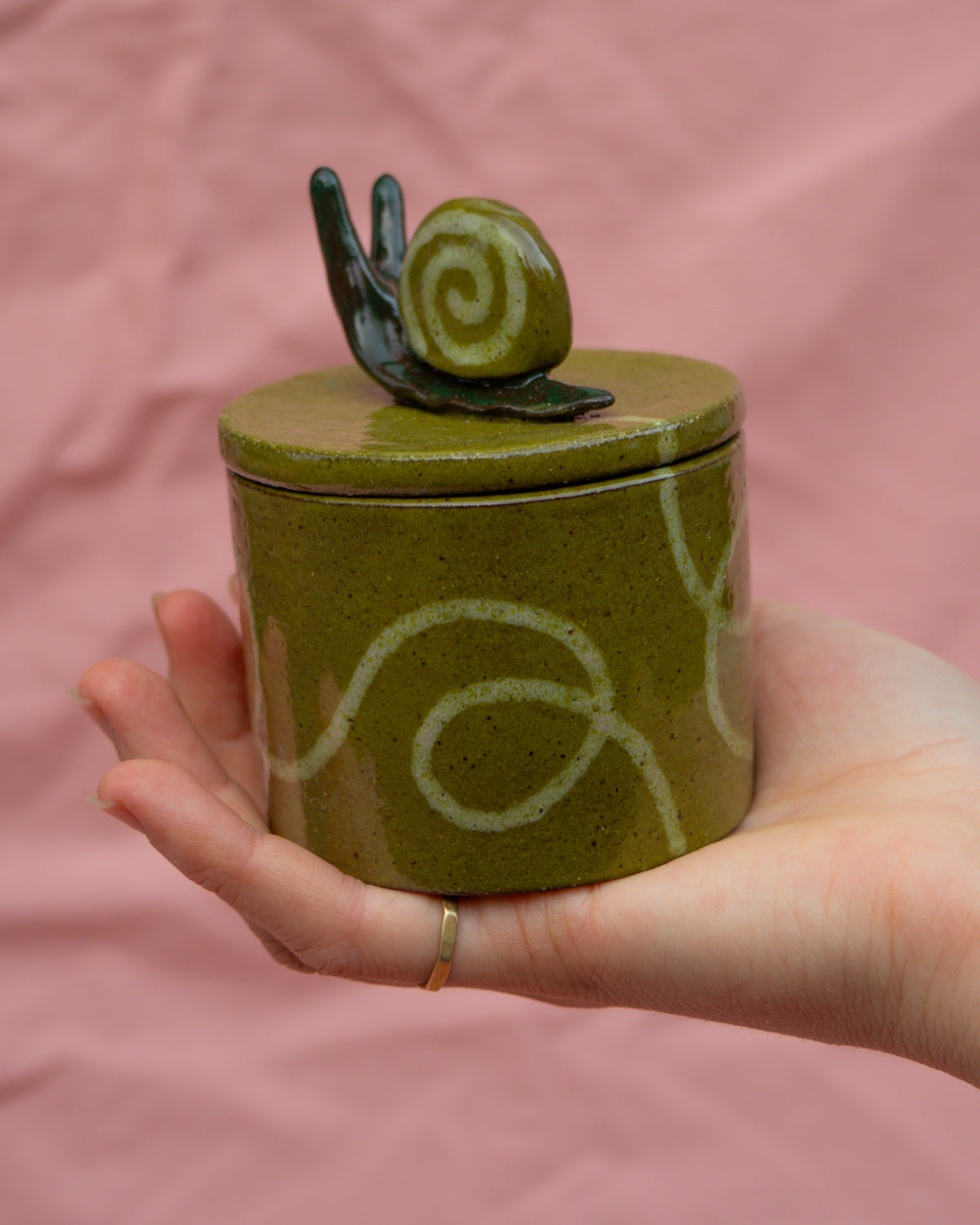 Olive Snail Jar