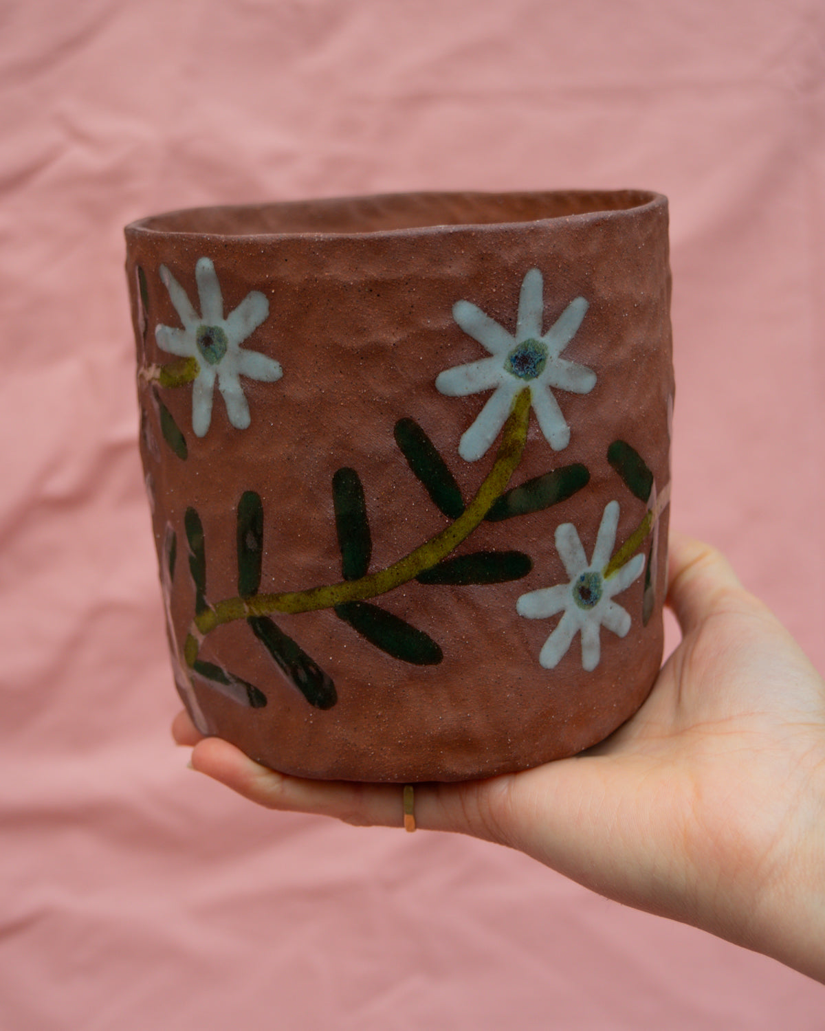 Light Blue Straight Wall Flower Plant Pot