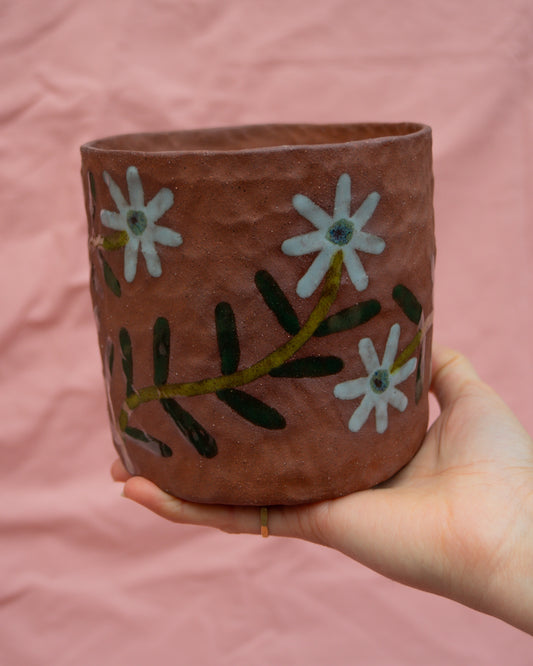 Light Blue Straight Wall Flower Plant Pot