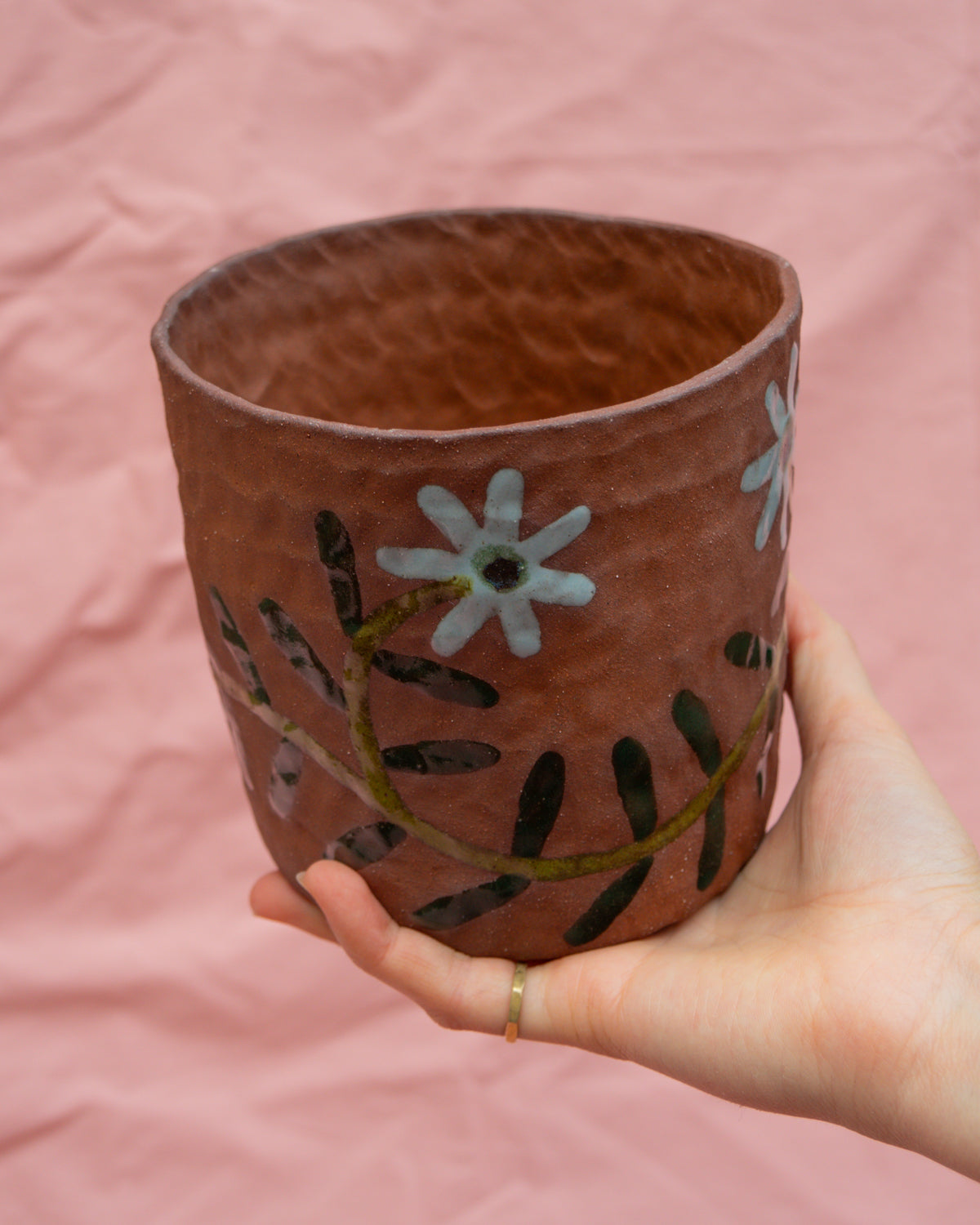 Light Blue Straight Wall Flower Plant Pot