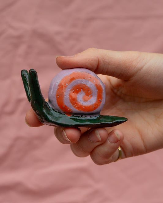 Dark Green, Lilac and Orange Garden Snail