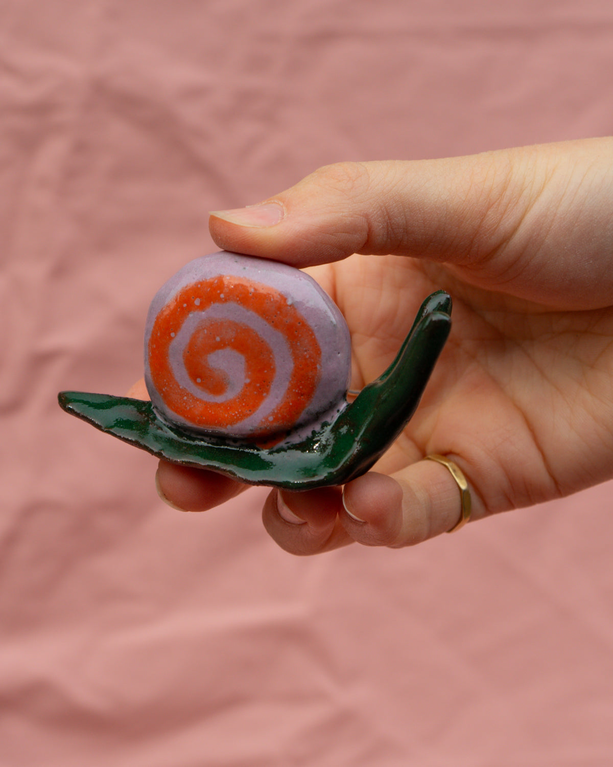 Dark Green, Lilac and Orange Garden Snail