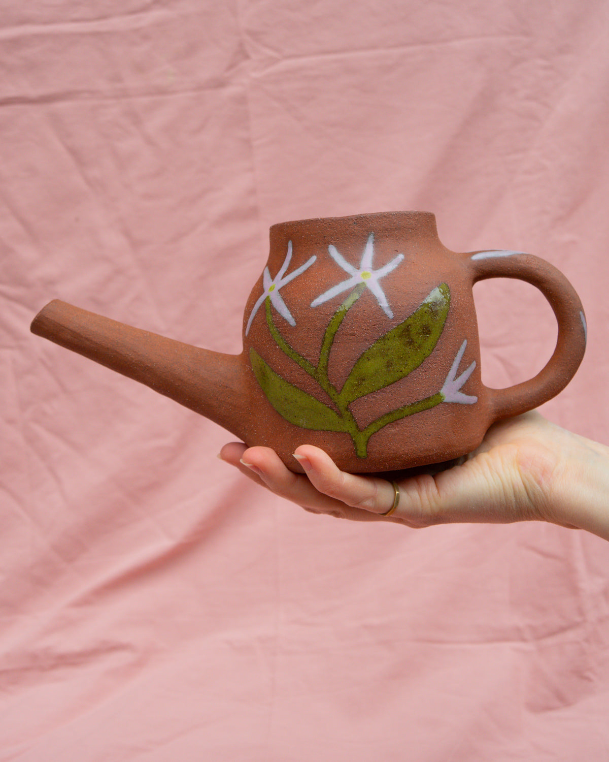 Spikey Flowers Terra Watering Can Pot (Shorter)