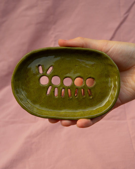 Olive Caterpillar Soap Dish