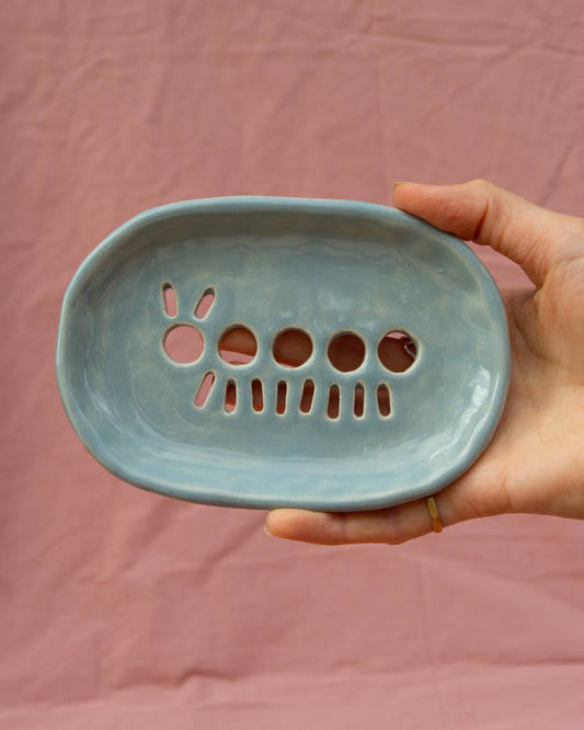 Light Blue Caterpillar Soap Dish