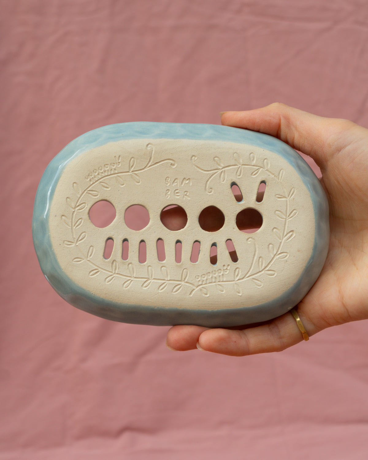 Light Blue Caterpillar Soap Dish