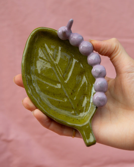 Olive + Lilac Caterpillar Leaf Plate