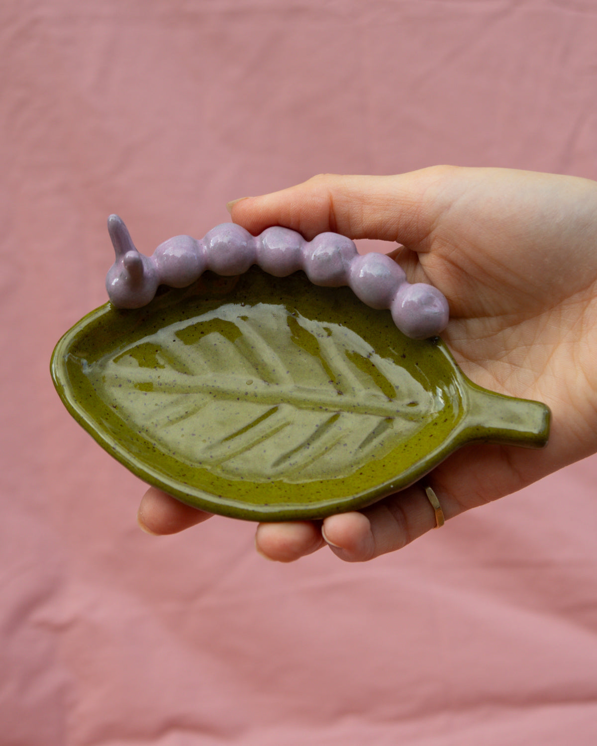 Olive + Lilac Caterpillar Leaf Plate