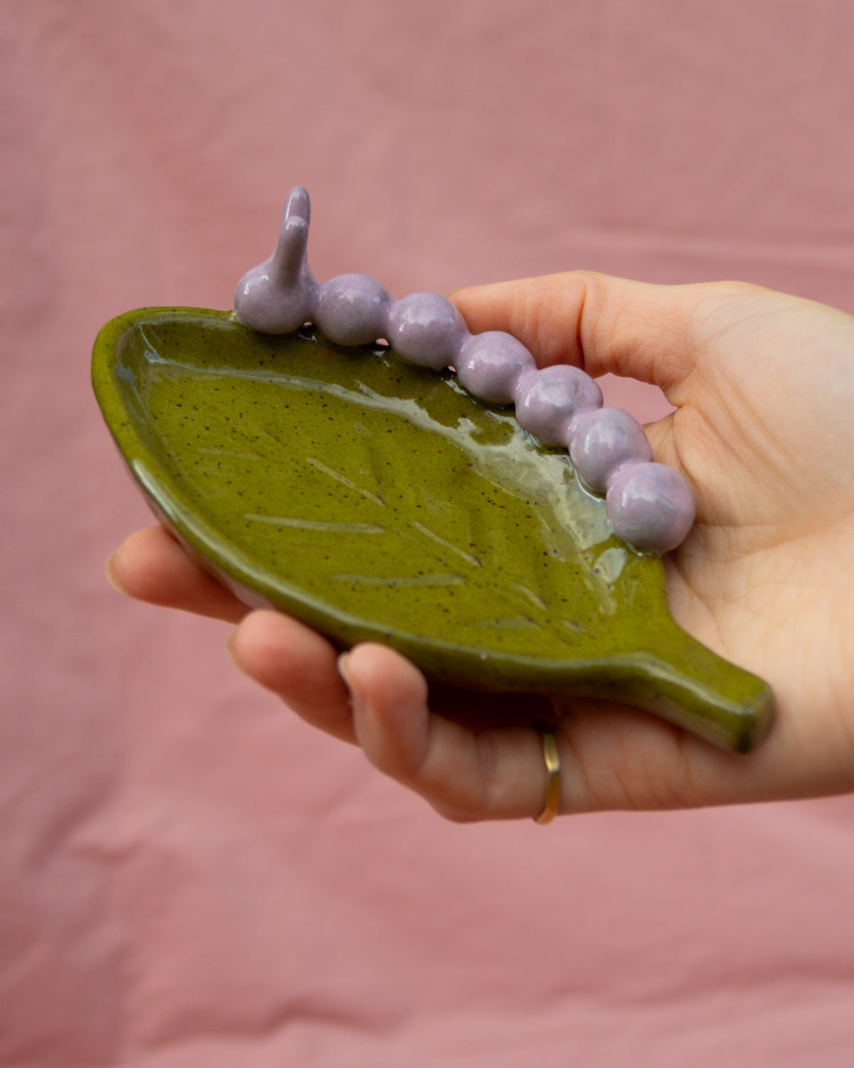 Olive + Lilac Caterpillar Leaf Plate