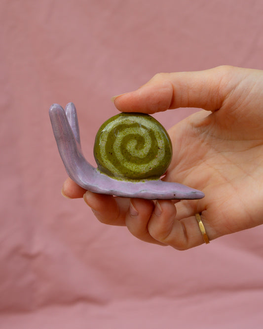 Olive + Lilac Garden Snail
