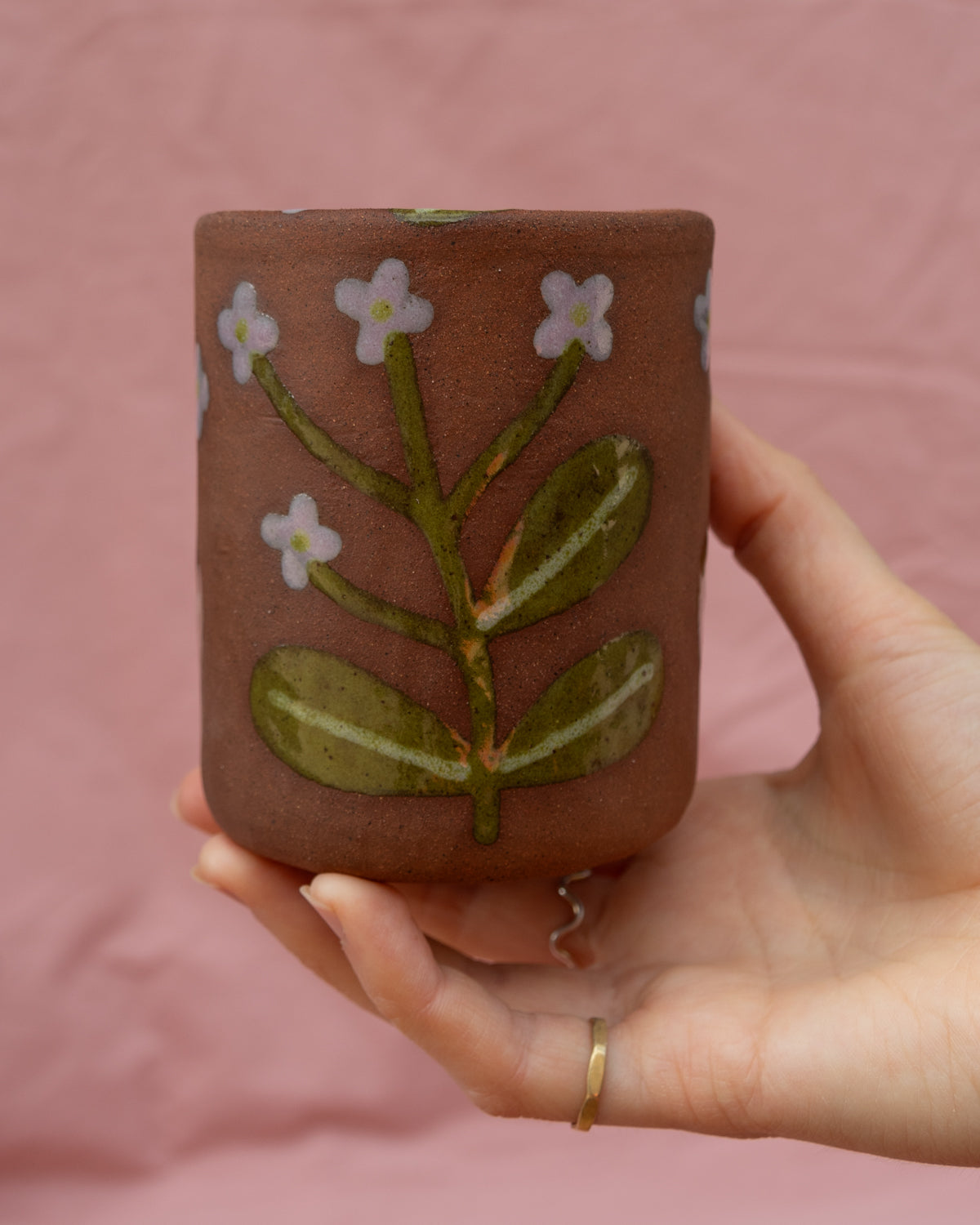 Terracotta Flowers Travel Cup