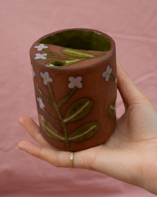 Terracotta Flowers Travel Cup
