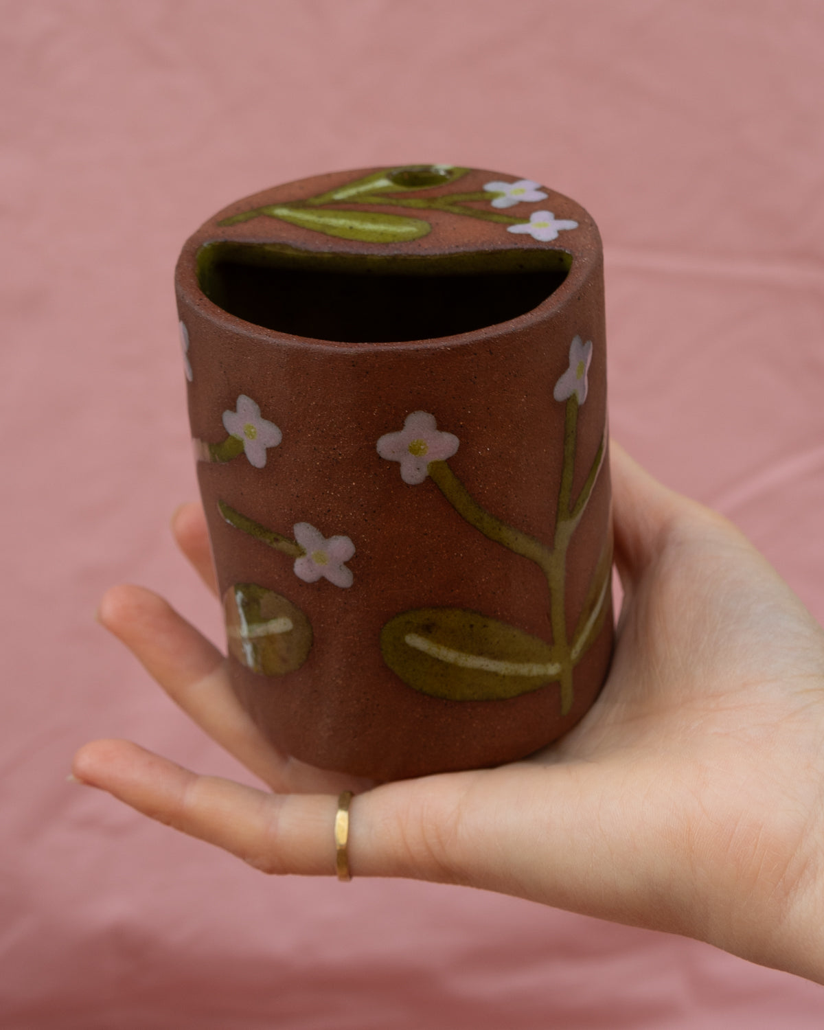 Terracotta Flowers Travel Cup