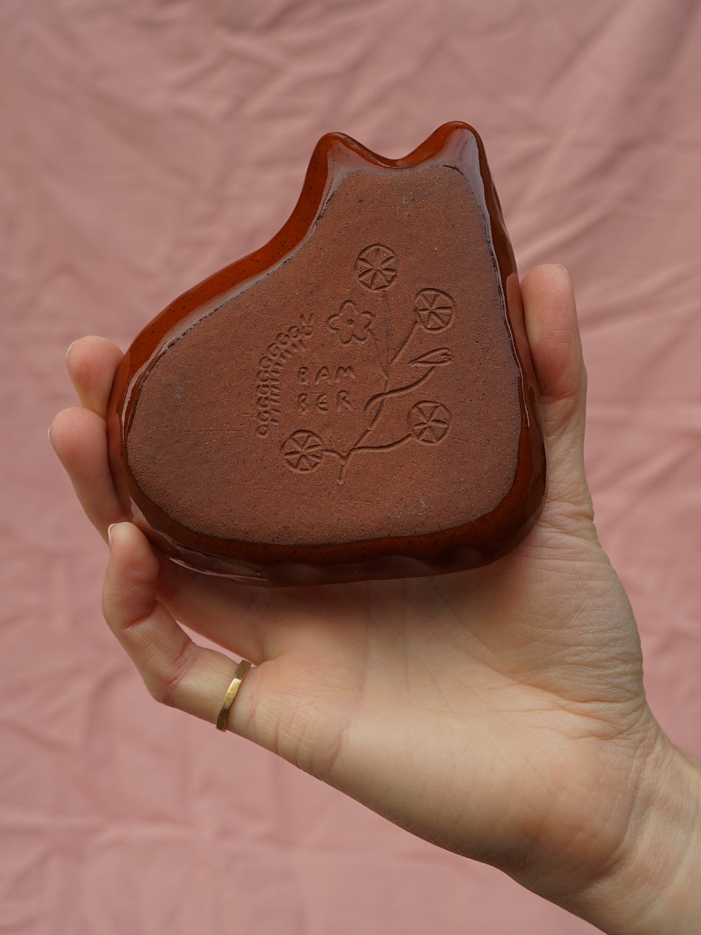 Burnt Orange Cat Plate