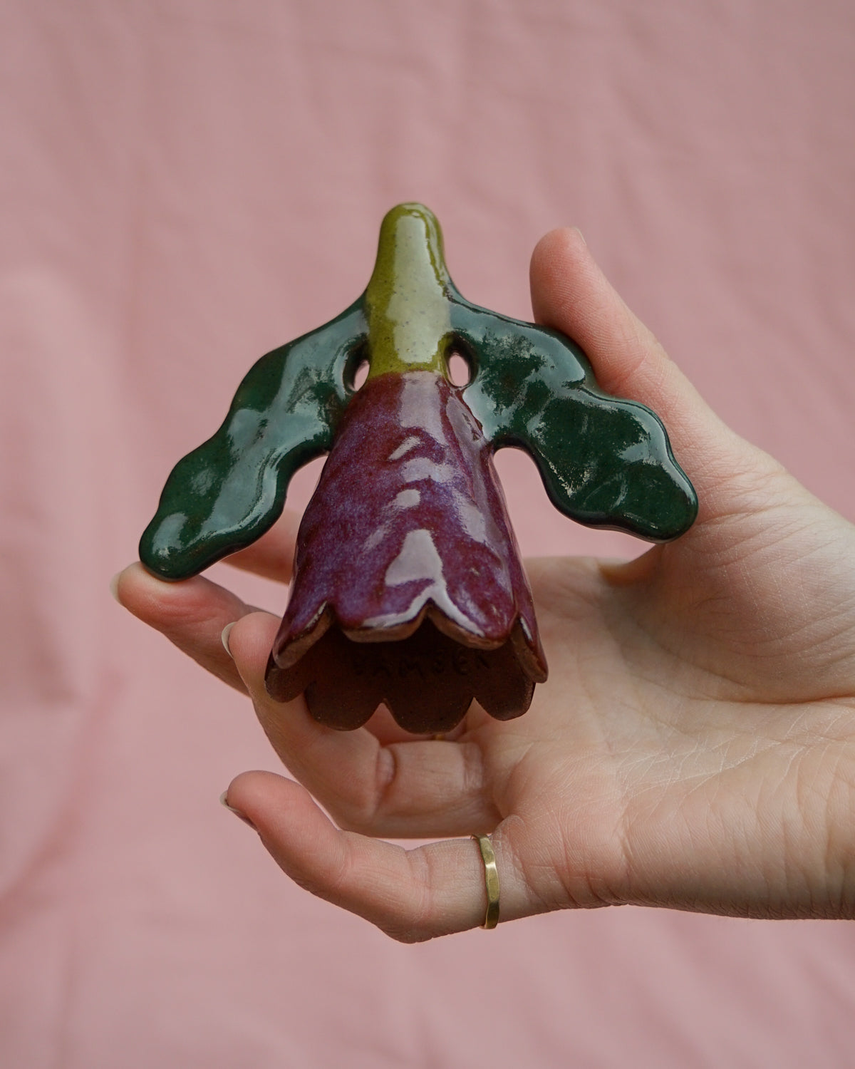 Purple, Dark Green + Olive Flower Candle Snuffer