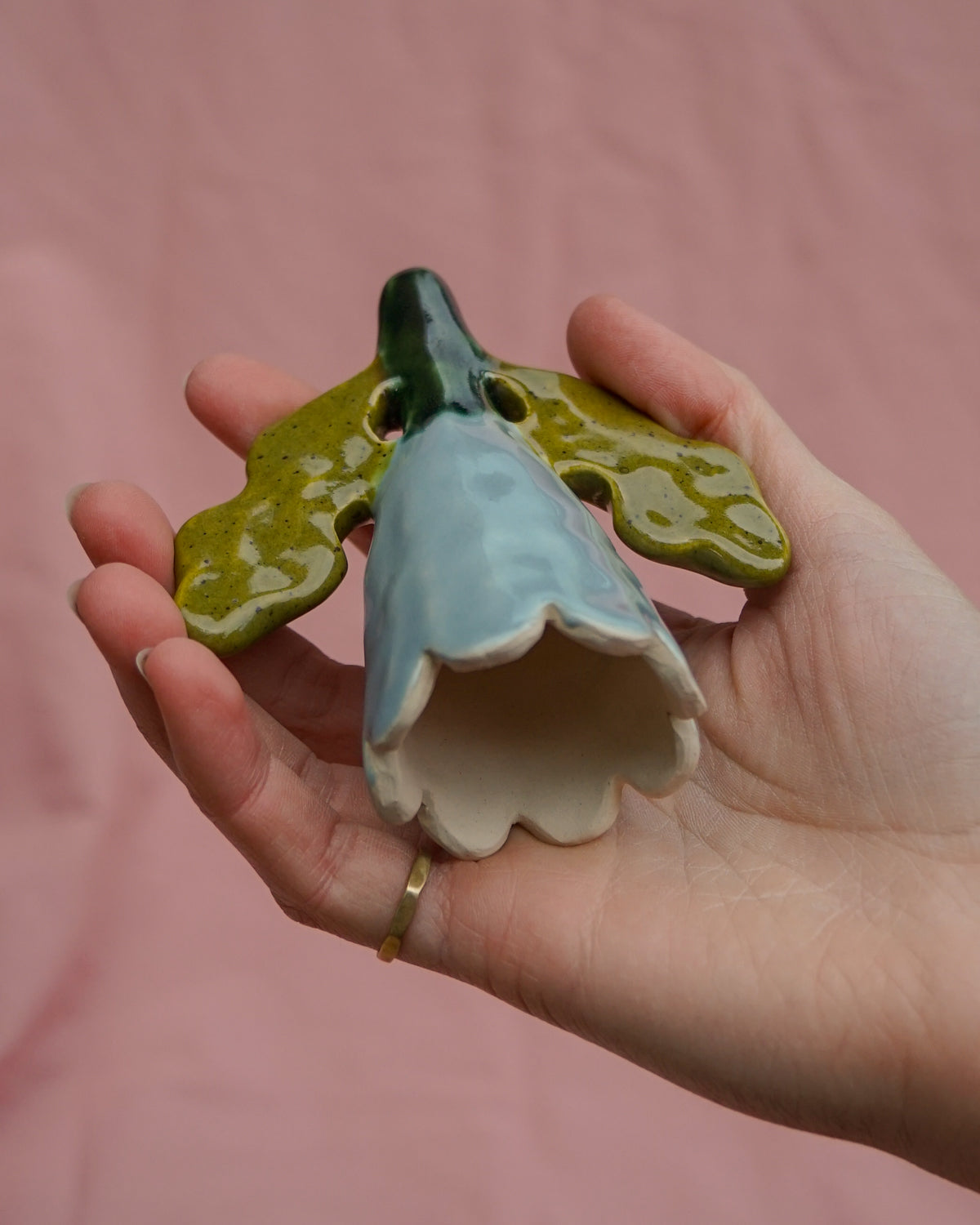 Light Blue, Dark Green + Olive Flower Candle Snuffer