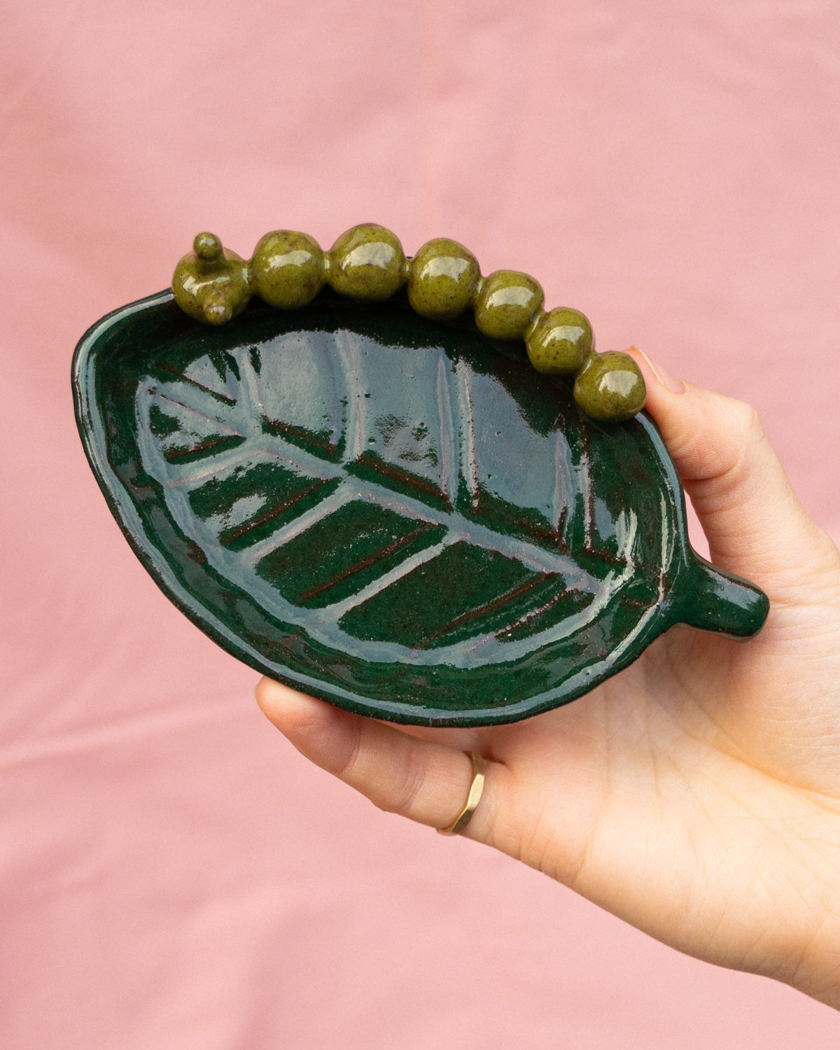 Forest + Olive Caterpillar Leaf Plate