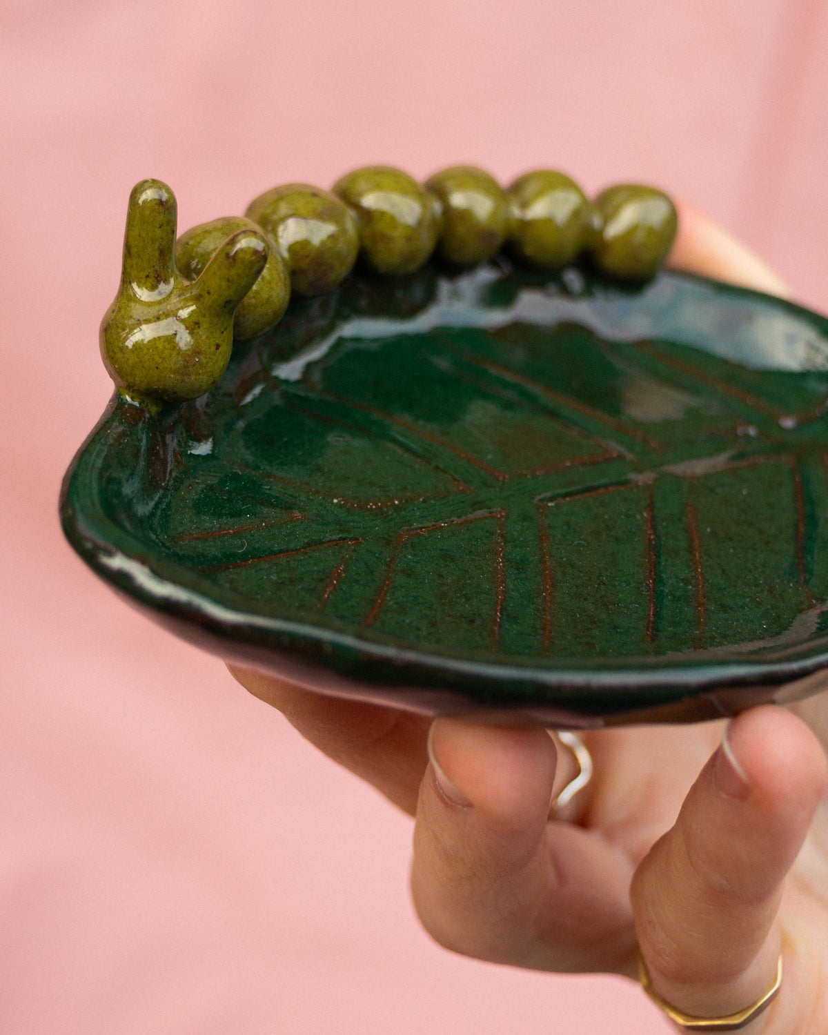 Forest + Olive Caterpillar Leaf Plate
