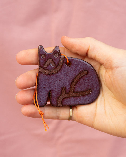 Purple Cat Hanging Ornament