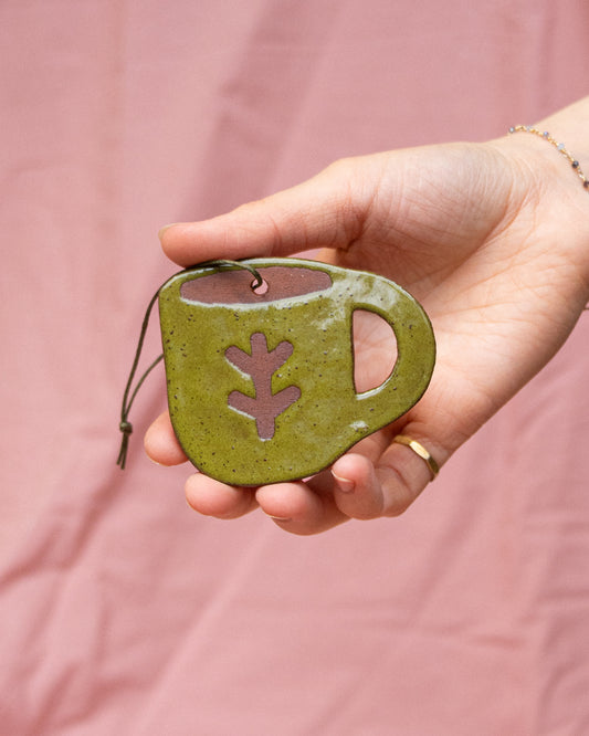 Olive Leafy Mug Hanging Ornament