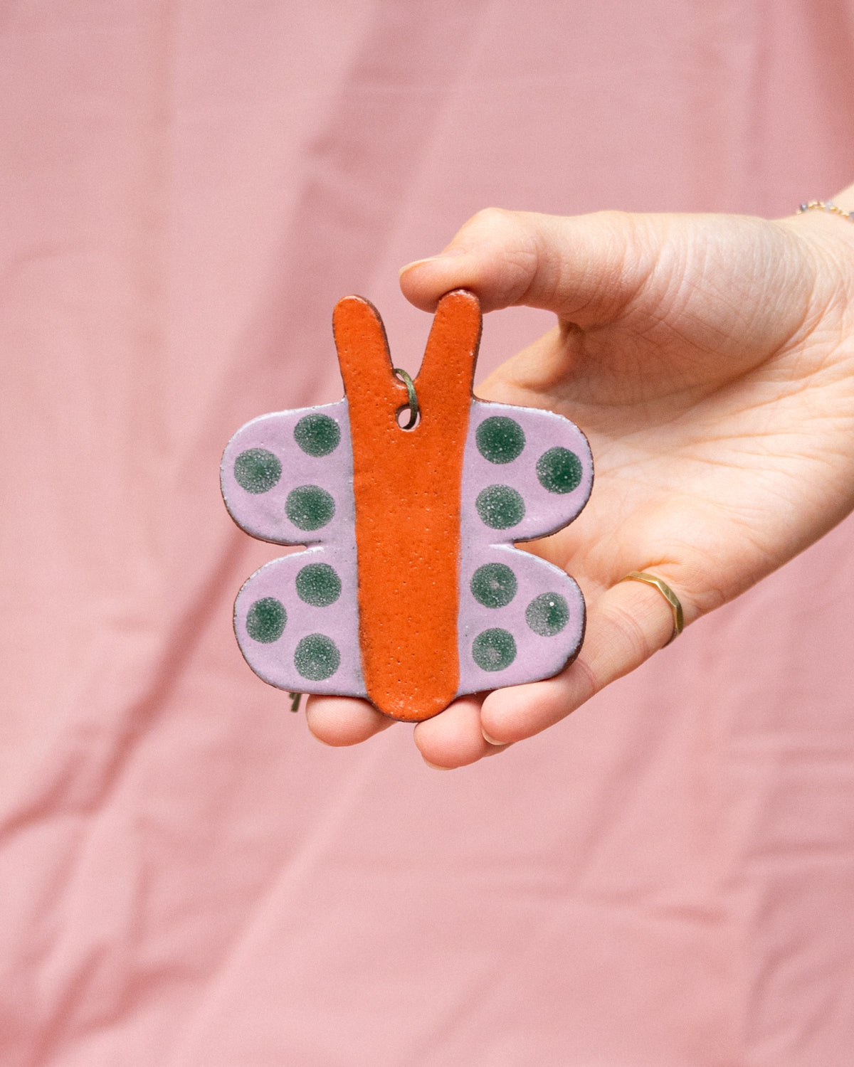 Lilac + Orange Butterfly Hanging Ornament