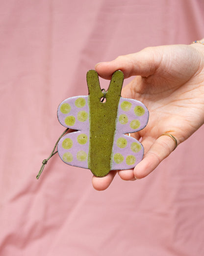 Lilac + Olive Butterfly Hanging Ornament