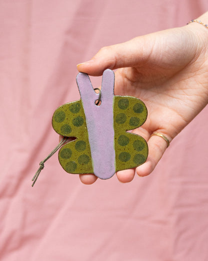 Olive + Lilac Butterfly Hanging Ornament