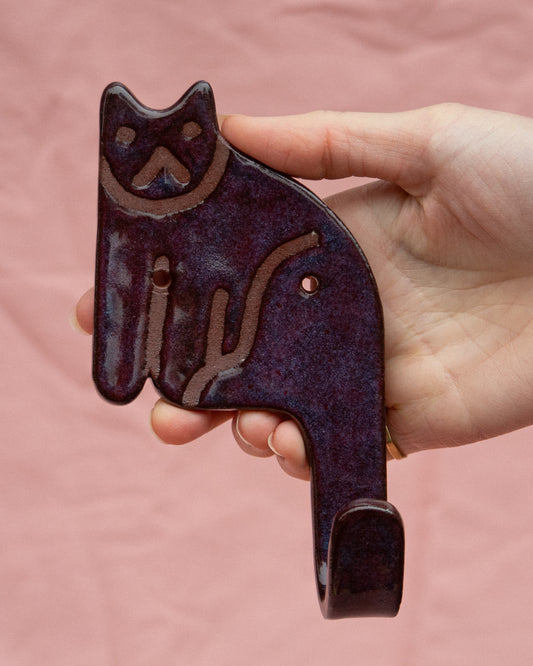 Lavender Cat Wall Hook