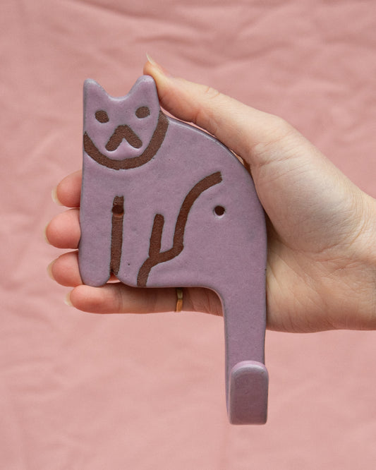 Lilac Cat Wall Hook