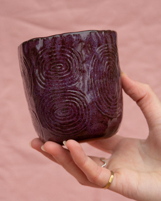 Purple Engraved Circles Cup