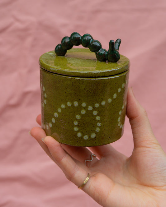 Olive Caterpillar Jar