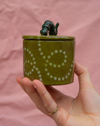 Olive Caterpillar Jar