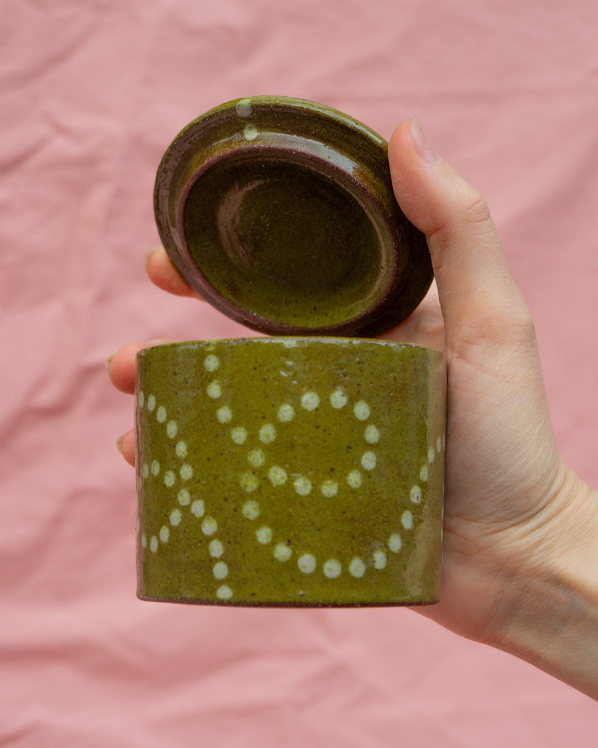 Olive Caterpillar Jar