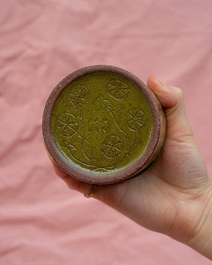 Olive Caterpillar Jar