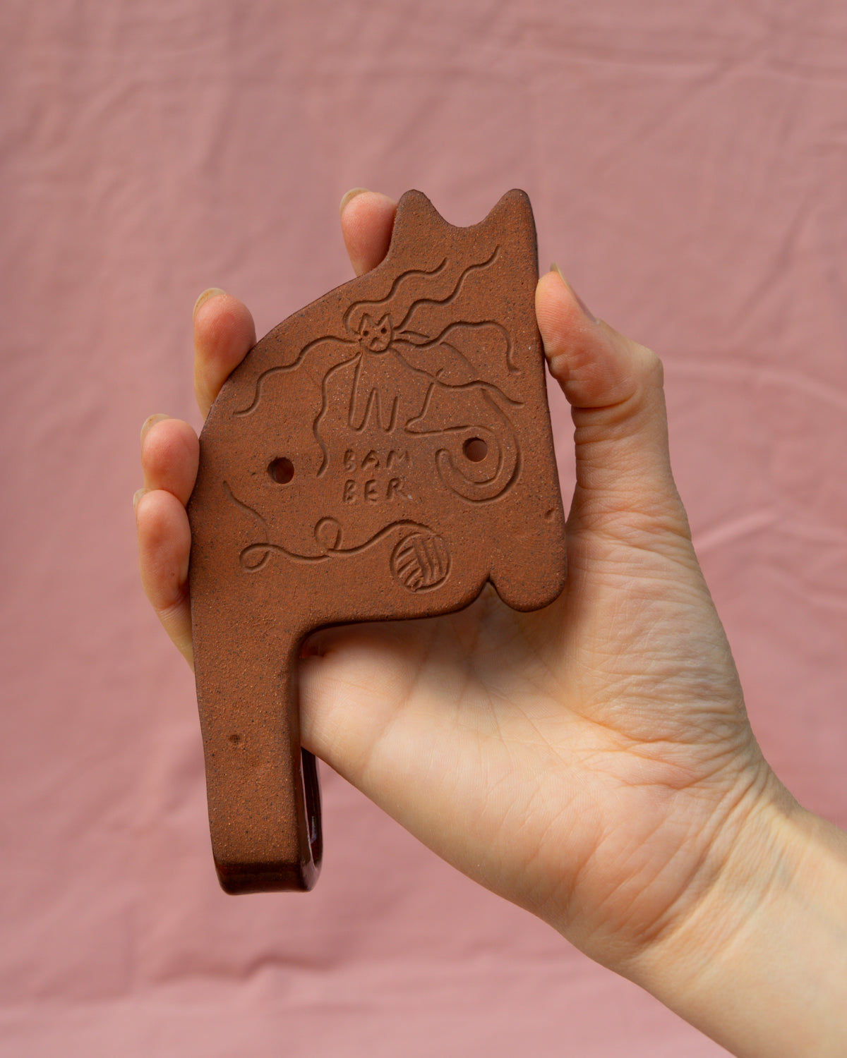 Burnt Orange Cat Wall Hook
