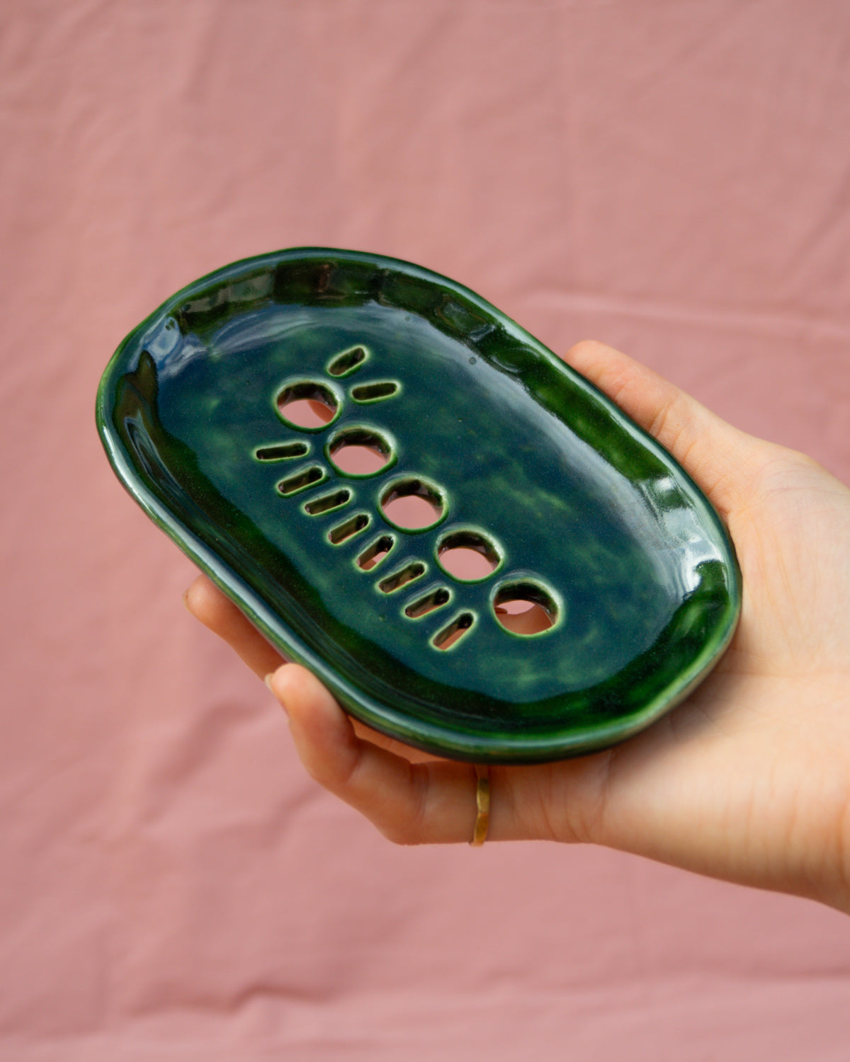 Dark Green Caterpillar Soap Dish