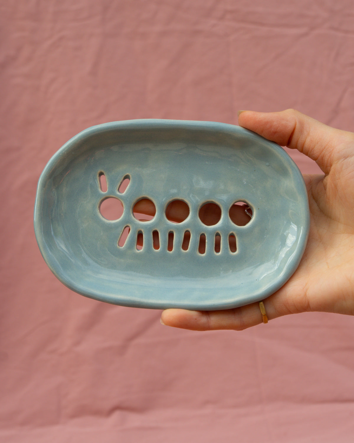 Light Blue Caterpillar Soap Dish