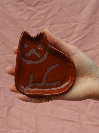 Burnt Orange Cat Plate