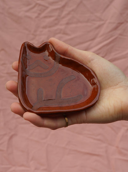 Burnt Orange Cat Plate
