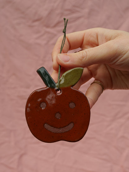 Red Smiley Apple Hanging Ornament
