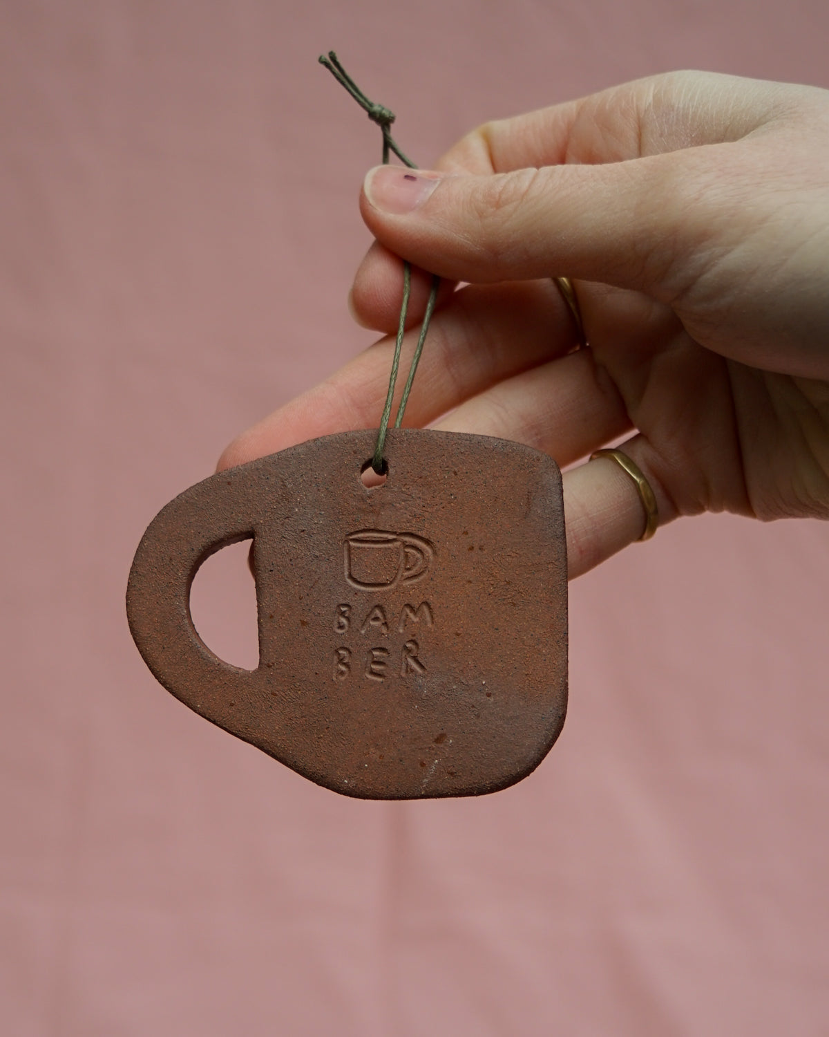 Olive Spotty Mug Hanging Ornament