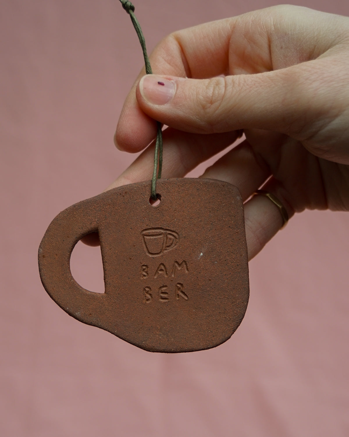 Dark Green Cat Face Mug Hanging Ornament