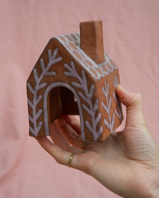 Terracotta Gingerbread House Candle Cover (1)