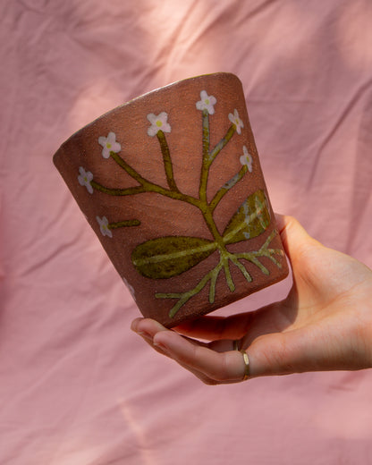 Terracotta Flowers Plant Pot (glazed inside)