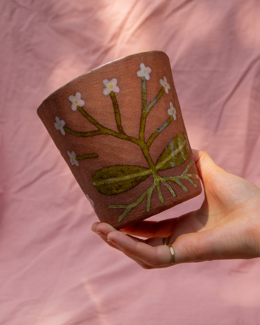 Terracotta Flowers Plant Pot (glazed inside)